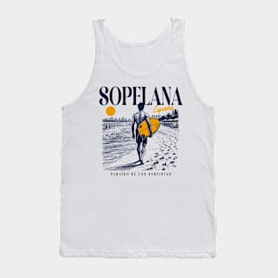 Vintage Surfing Sopelana, Spain // Retro Surfer Sketch // Surfer's Paradise Tank Top